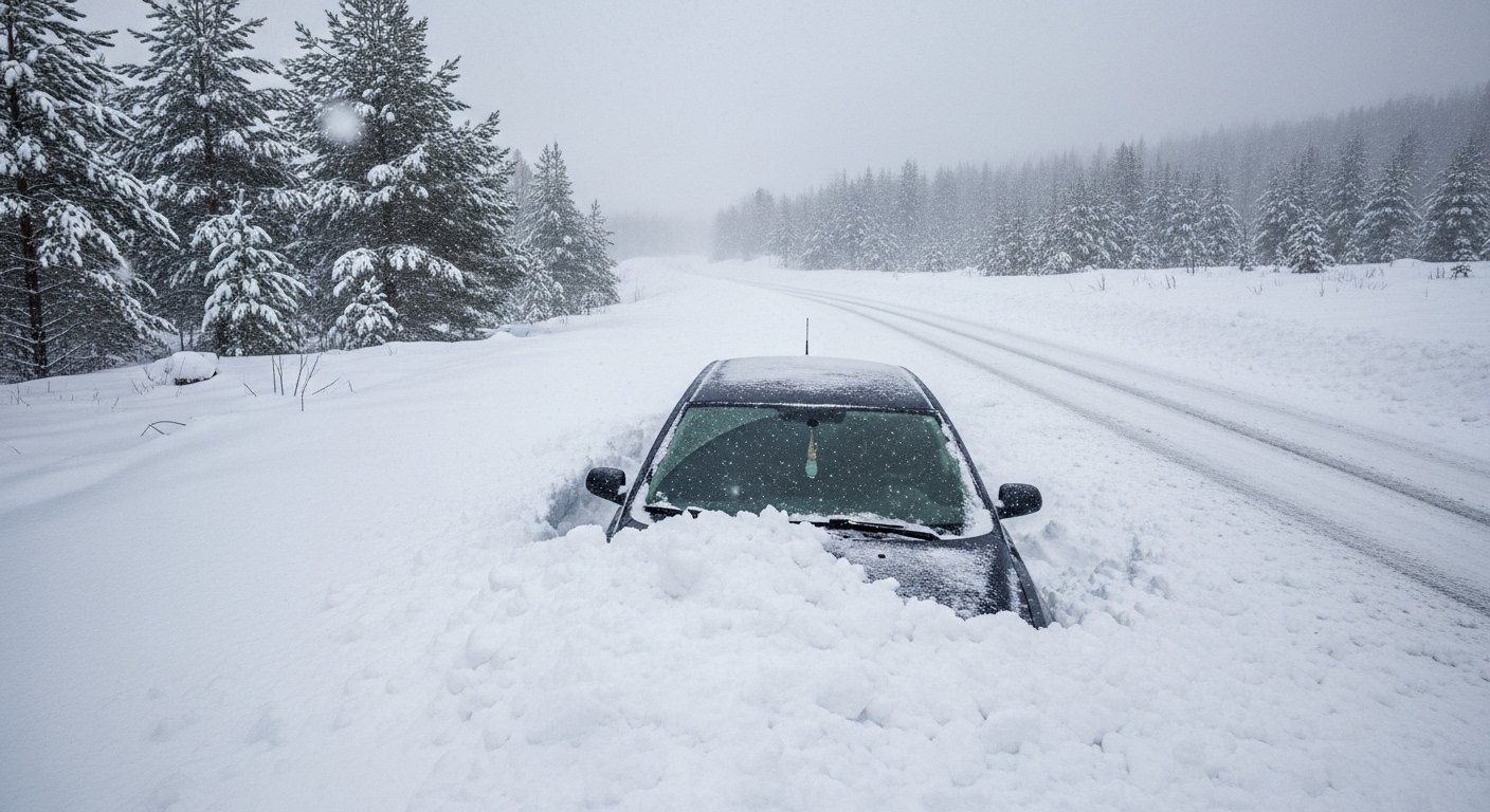 Car Stuck in Snow in Chicopee, MA